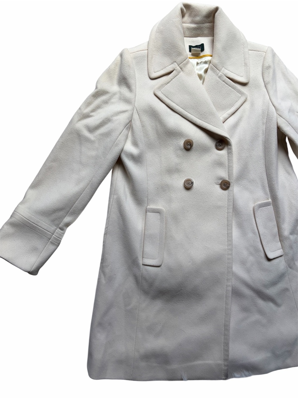 J.Crew Wool Cashmere Blend Double Breasted Peacoat Ivory Size 12 Classic Coat